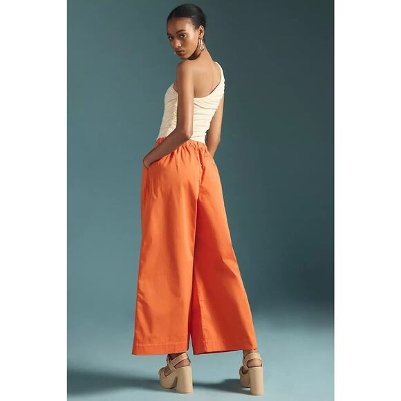 NWOT Anthropologie Maeve Slouchy Wide-Leg Trousers Size 0 Bright Orange #8D401 - Picture 3 of 13